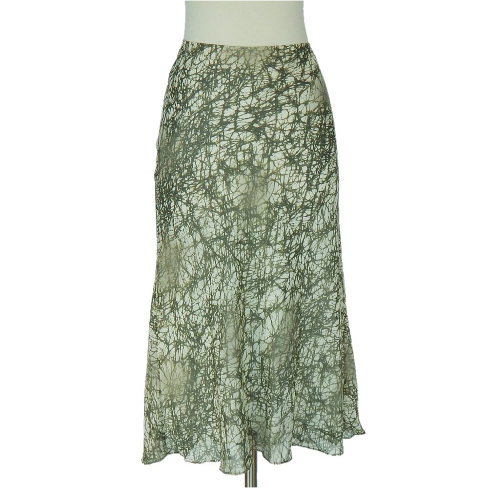 Lafayette 148 NY Green & Ivory Silk Flowy Skirt 8
